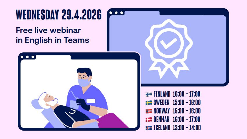 Nordic webinar 2. Kuvassa kaksi näyttöä ja webinaarin päivämäärä 29.4. ja kellonajat eri maissa.