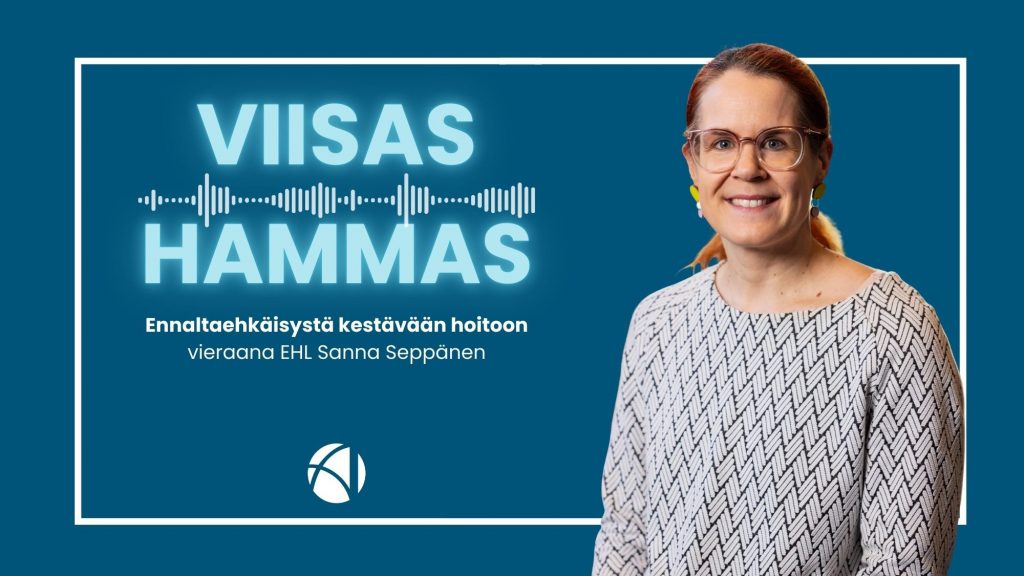 Viisas Hammas -podcastin 11. jakso. Kuvassa podcastin tunnus ja vierailija Sanna Seppänen.